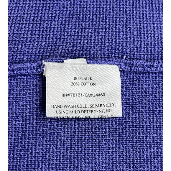 Eileen Fisher Silk Blend Interlock Open Front Cardigan Jacket S Iris Purple - Picture 4 of 9